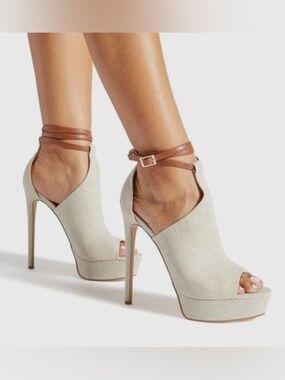 ShoeDazzle Mazie High Stiletto Canvas Heels